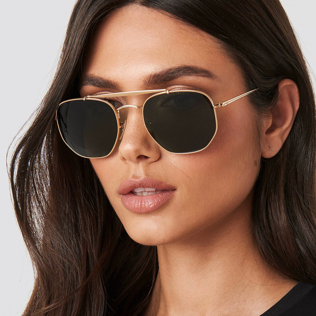 Buy Campeon UV 400 Protection Avaitor Golden Frame Black Glass Sunglasses  For Men and Women (Pack Of 1) Online at Best Prices in India - JioMart.